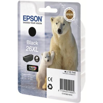 Epson Polar Bear 26XL Claria Premium Ink, High Yield Ink Cartridge, Cyan Single Pack, C13T26324010 Epson Polar Bear 26XL Claria Premium Ink, High Yield Ink Cartridge, Cyan Single Pack, C13T26324010